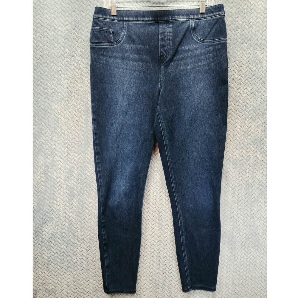 Spanx Jean-ish Ankle Leggings Indigo Blue Denim Pull On Shapewear XL